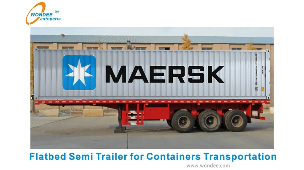 Tri Axle Cargo Trailer 20FT 40 FT Shipping Container Flatbed Semi Trailers for Sale