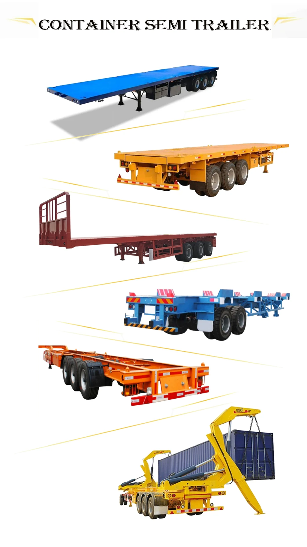 High Quality 3axle 4axle 20FT 40FT Flatbed Semi Trailer