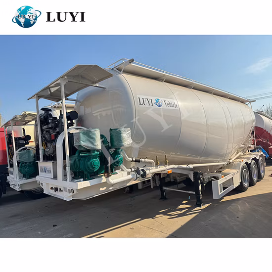 3 Eixos 60 Toneladas de Cimento Granulador de Pó Seco Petroleiros de Cimento a Granel Reboques de Silo