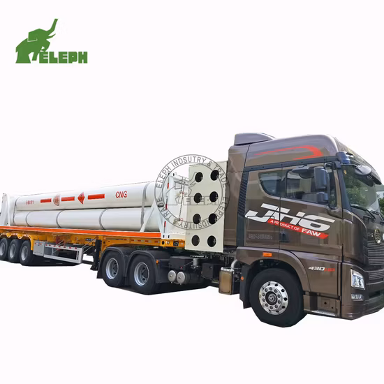 Caminhão de transporte de armazenamento de gás 3 eixos 12 rodas Reboque semi GNV Tubo Skid Trailer